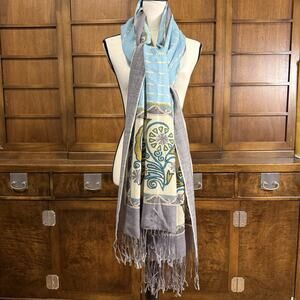 DANA XU Womens Mandalay Geometric Floral Wool XL Scarf Shawl Wrap Cover-Up
